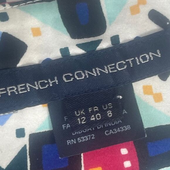 French Connection Electric Blue Mosaic Print Sheath Dress Sz 8 - Picture 5 of 8